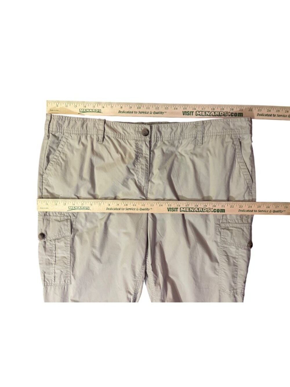 Lands' End Womens 24W Khaki Cargo Pants Elastic Waist Cotton Hiking Used - Picture 10 of 16